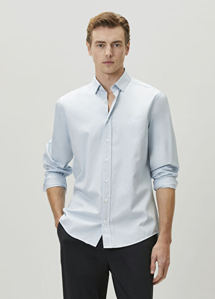Comfort Fit Blue Tencel Twill Shirt