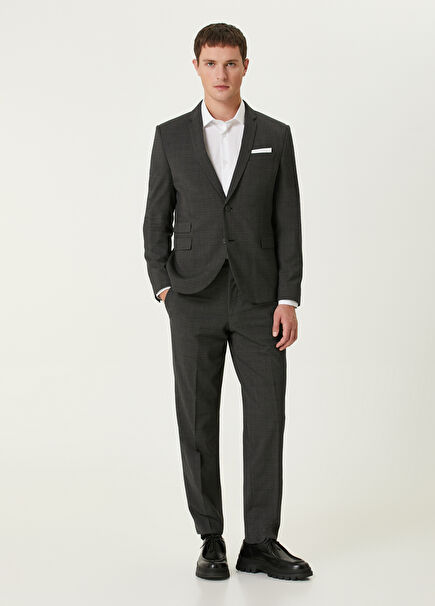 Gray Plaid Patterned Suit