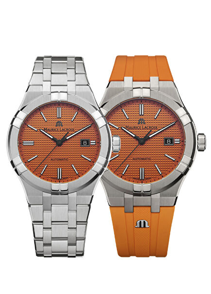 ML-AI6008SS00F530-E Metallic Gray Orange Men's Wristwatch and Spare Strap