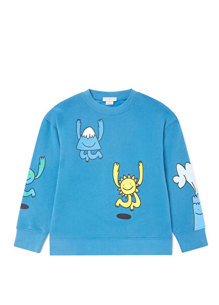Blue Printed Boys' Sweatshirt