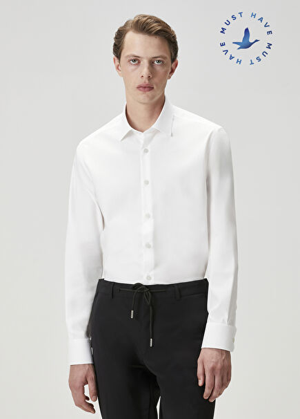Slim Fit White Non-Iron Twill Shirt
