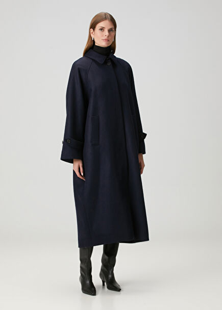 Navy Blue Wool Coat