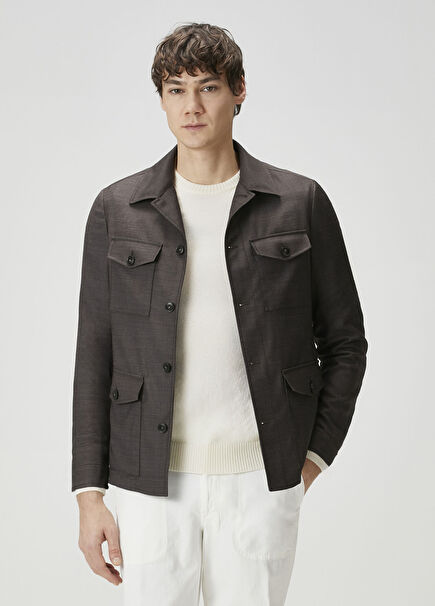 Kahverengi Yün Dış Gömlek