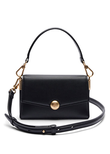 Small Tennis Bliss Siyah Deri Kadın Omuz Çantası