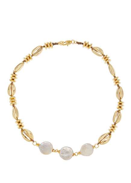Coin Pearl Women's Gold Plated Necklace