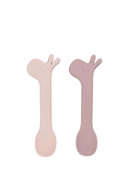 Lalee Pink Silicone 2-Piece Unisex Kids Spoon Set