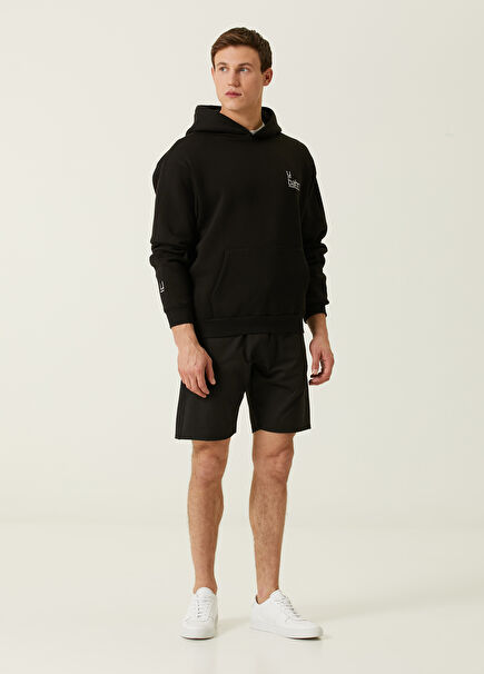 Black Belted Logo Shorts