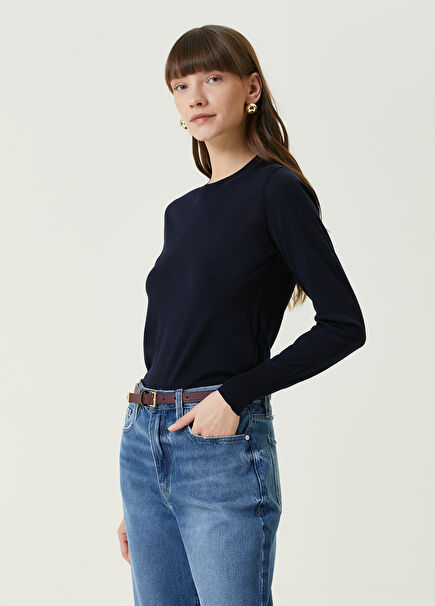 Navy Blue Wool Sweater