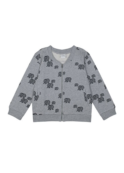 Elephant Print Grey Unisex Kids Bomber Jacket