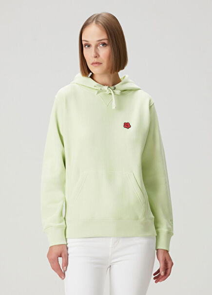 Boke Flower Açık Yeşil Kapüşonlu Sweatshirt