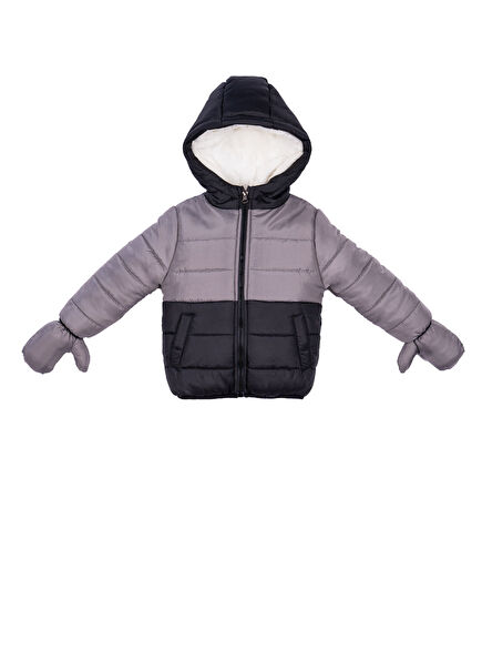 Black Hooded Boys' Coat