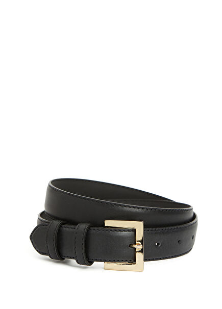 Women's Leather Belt With Black Square Buckle