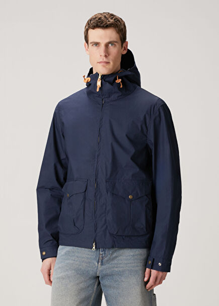 Lacivert Kapüşonlu Yağmurluk