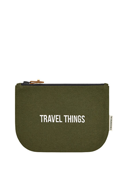 Travel Things Green Canvas Zipper Organizer Unisex Travel Bag