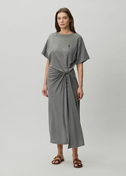 Gri Midi T-shirt Elbise