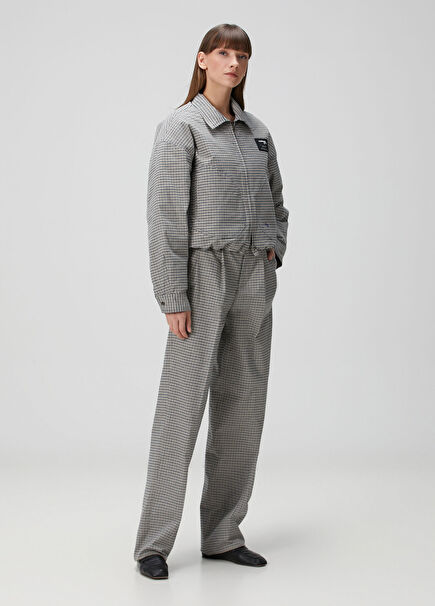 Gri Pötikareli Pantolon