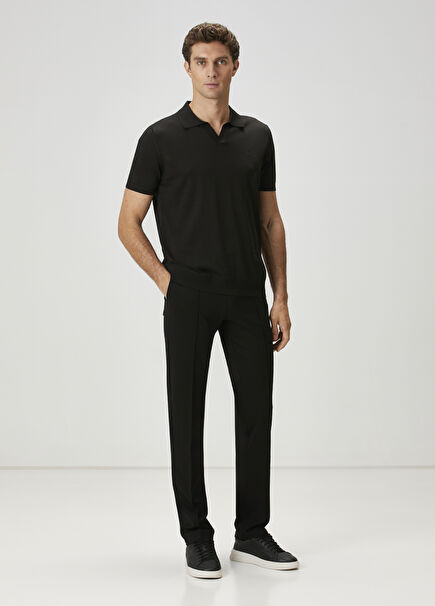Siyah Beli Kordonlu Spor Pantolon