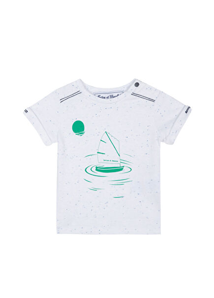 White Printed Short Sleeve Baby Boy T-shirt