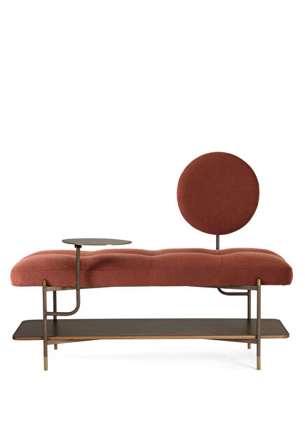 Arasta Brown Gold Metal Legged Terracotta Bench 45x120 cm