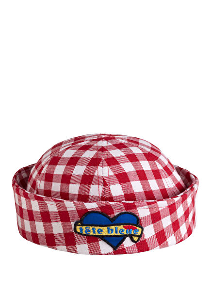 Kırmızı Beyaz Pötikareli Kadın Şapka