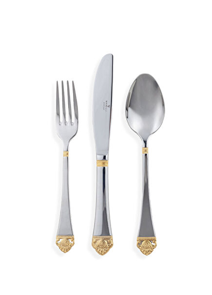 Lorena Decorated Gold 84 Piece Cutlery Set