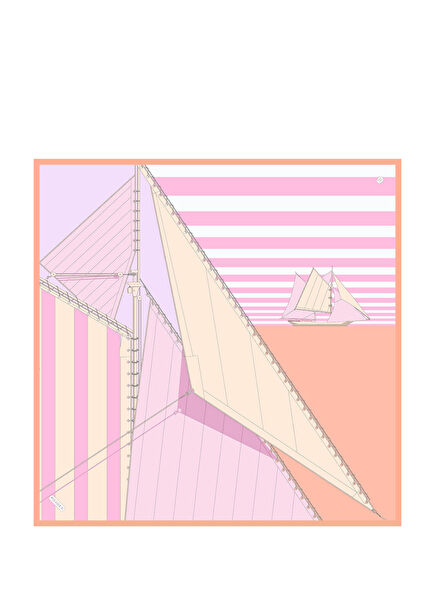 Twill Sail Striped Patterned Silk Women's Scarf