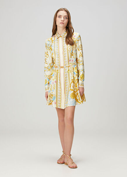Desenli Mini İpek Elbise