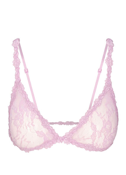 Stretch Lace Açık Pembe Üçgen Bralet
