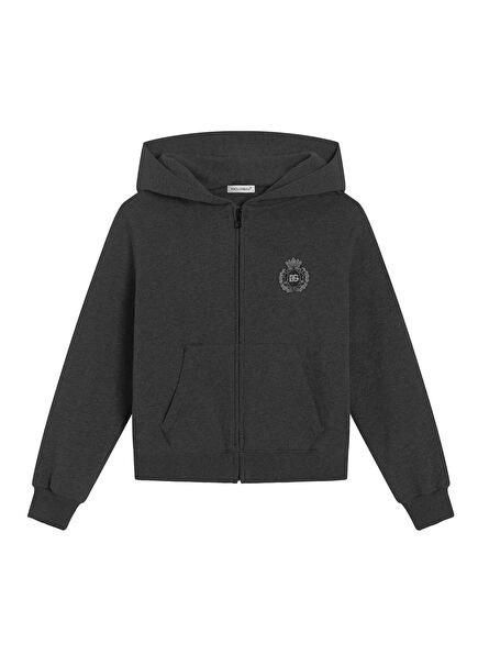 Gri Kapüşonlu Erkek Çocuk Sweatshirt