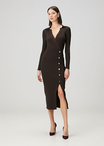 Brown Midi Knit Dress
