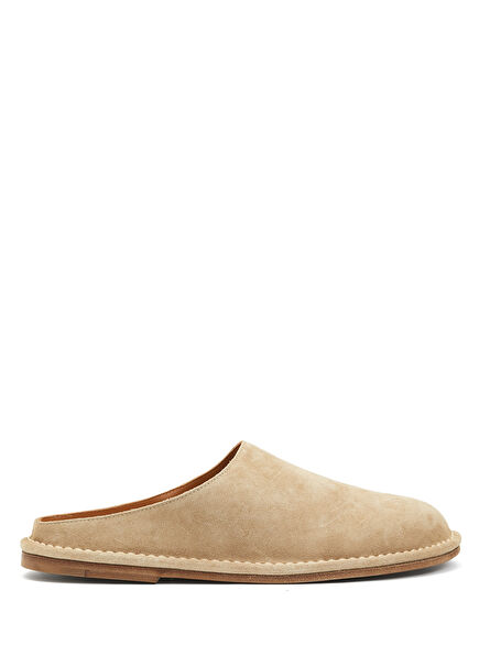 Taupe Men's Leather Slippers