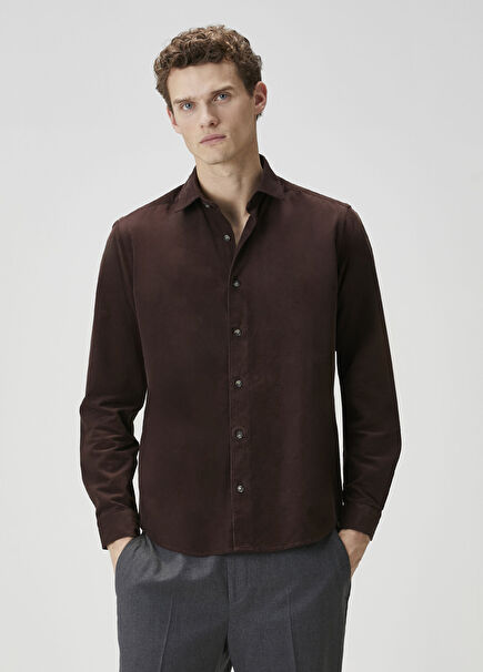 Kahverengi Kadife Gömlek