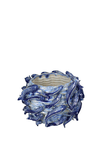 Marine Fish Blue Ceramic Decorative Object
