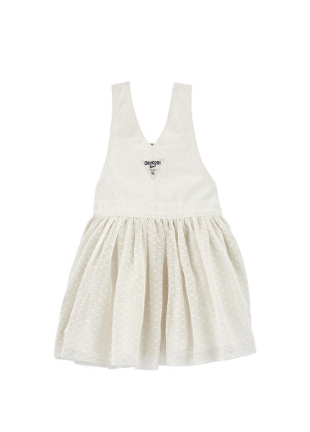 Bej Kız Çocuk Etekli Salopet