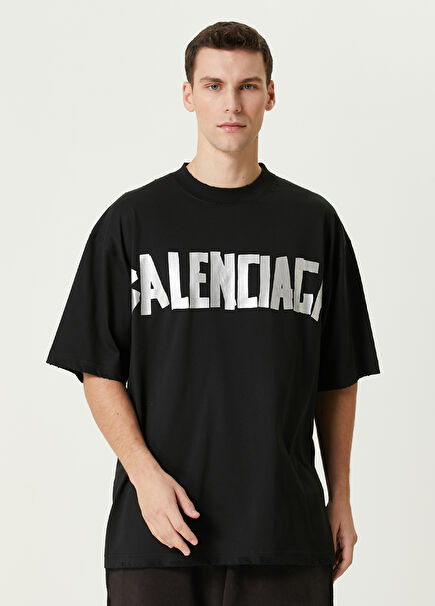 Black Grey Logo Printed T-Shirt