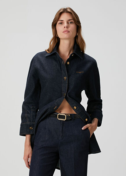 Navy Blue Denim Shirt