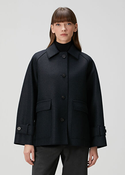 Dark Blue Wool Coat