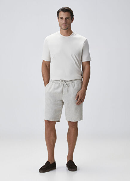 Stone Waist Corded Linen Bermuda