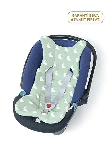 %100 Pamuk Mono Lapin Matcha Green Puset ve Oto Koltuk Minderi