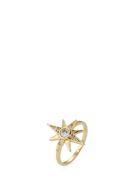 Ring with Star Detail and Gold-Plated Swarovski Stones