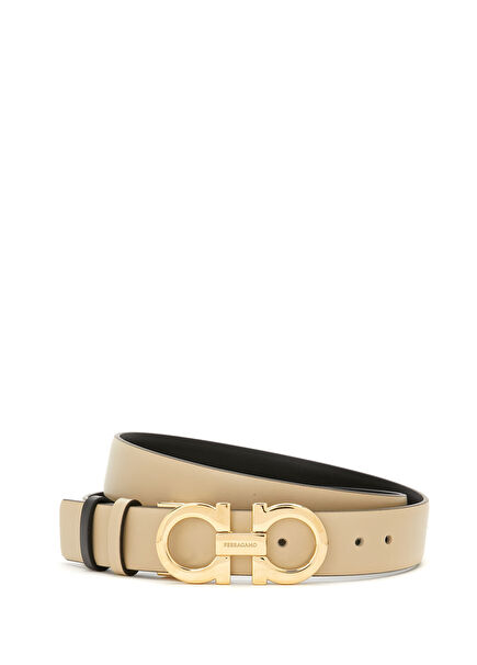 Bej Siyah Kadın Deri Kemer