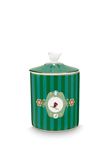 Love Birds Green Porcelain Storage Container