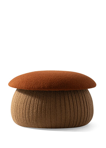 Smurf Medium Mushroom Puff with Orange Plush Upholstery