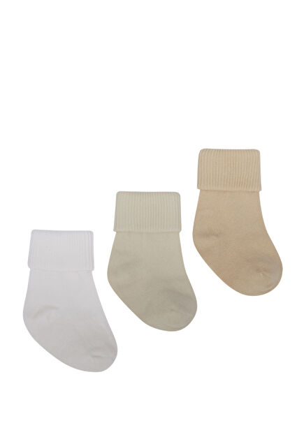 Renkli Yenidoğan Unisex Bebek 3'lü Çorap Seti