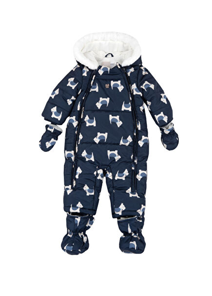Blue Padded Baby Boy Coat Jumpsuit