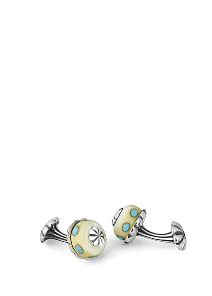 Glass Beads Silver Cufflink