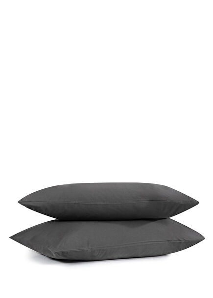 Percale Antrasit Pamuklu 2'li Yastık Kılıfı Seti