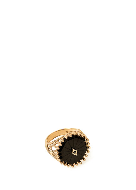 Snake Onyx Filigree Gold Ring