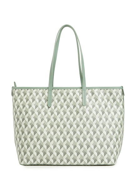 Açık Yeşil Monogram Desenli Alışveriş Çantası