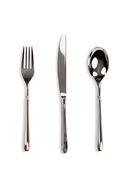 Silvia Silver Steel Glossy 84 Pieces 12 Person Cutlery Set